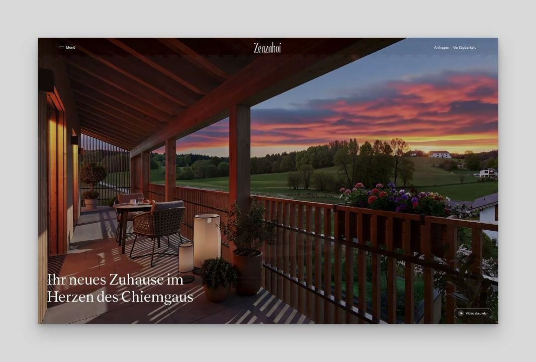 Zenznhof project website: homepage