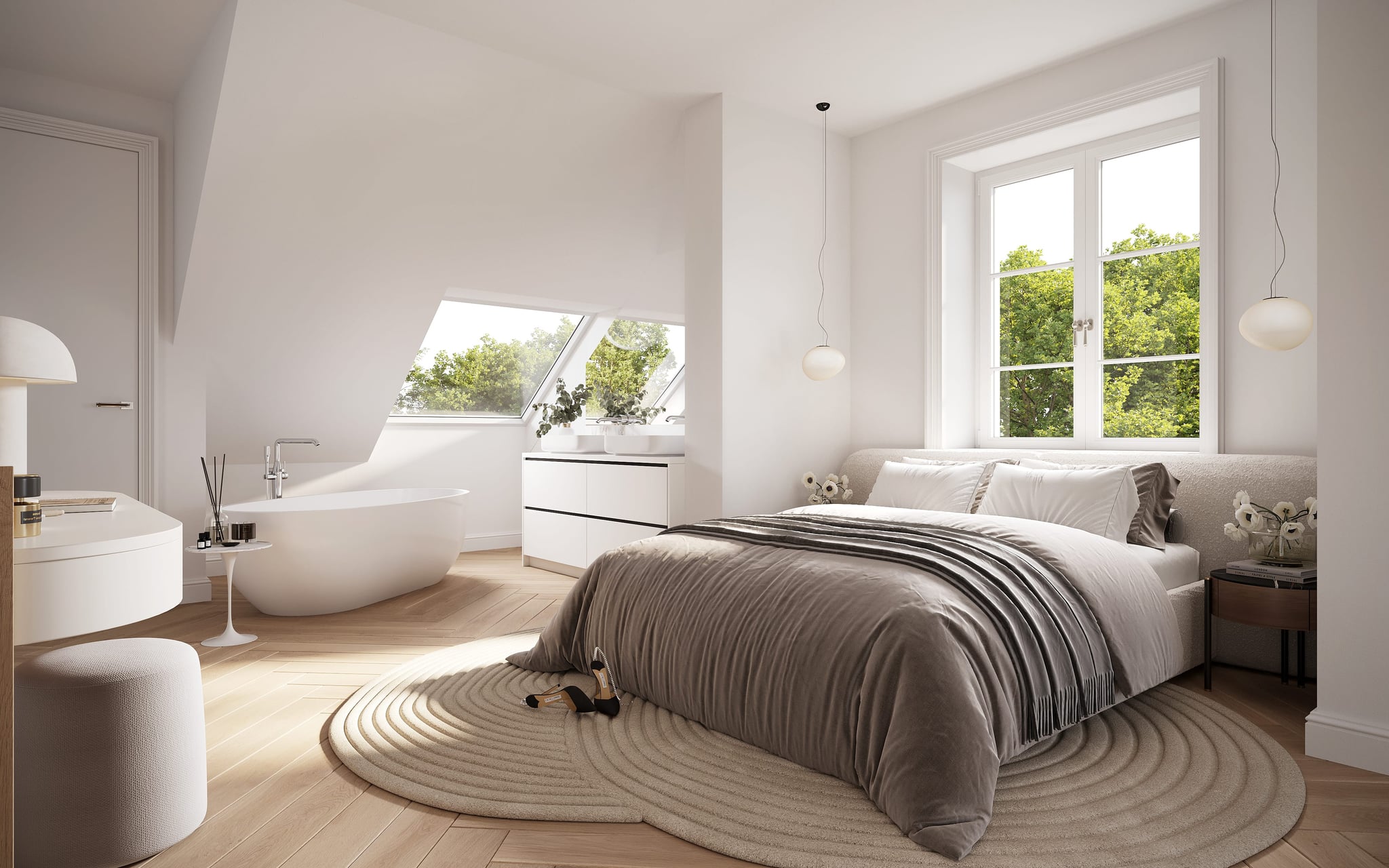 Contemporary living room with floor-to-ceiling bookshelf, leather accent chair, and metallic coffee tables creating a warm reading corner. Contemporary living room with floor-to-ceiling bookshelf, leather accent chair, and metallic coffee tables creating a warm reading corner.