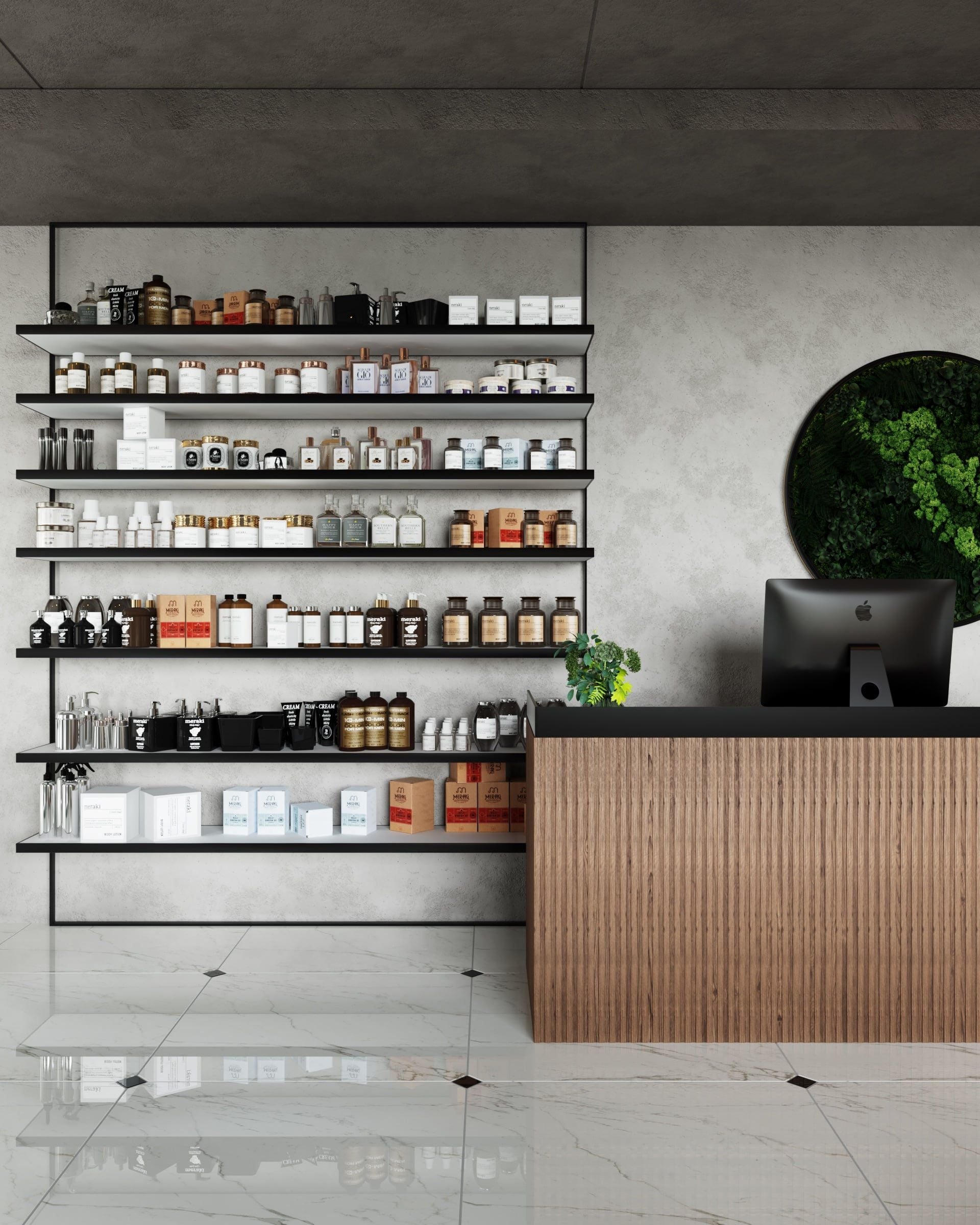 3D architectural visualization of the open space business property with a design concept 3D architectural visualization of the open space business property with a design concept