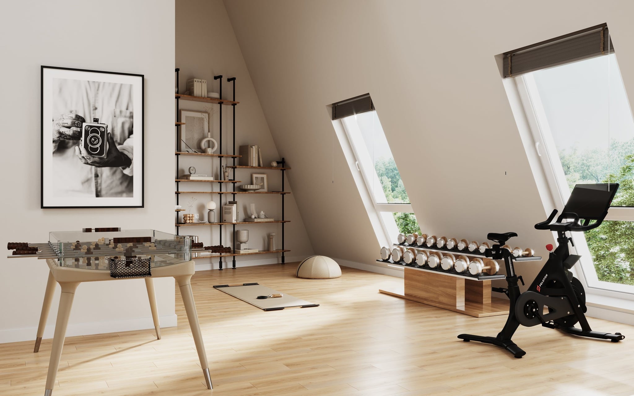 3D Interior Visualization of leisure room and activity space in attic of townhouse in Norderstedt Germany 3D Interior Visualization of leisure room and activity space in attic of townhouse in Norderstedt Germany