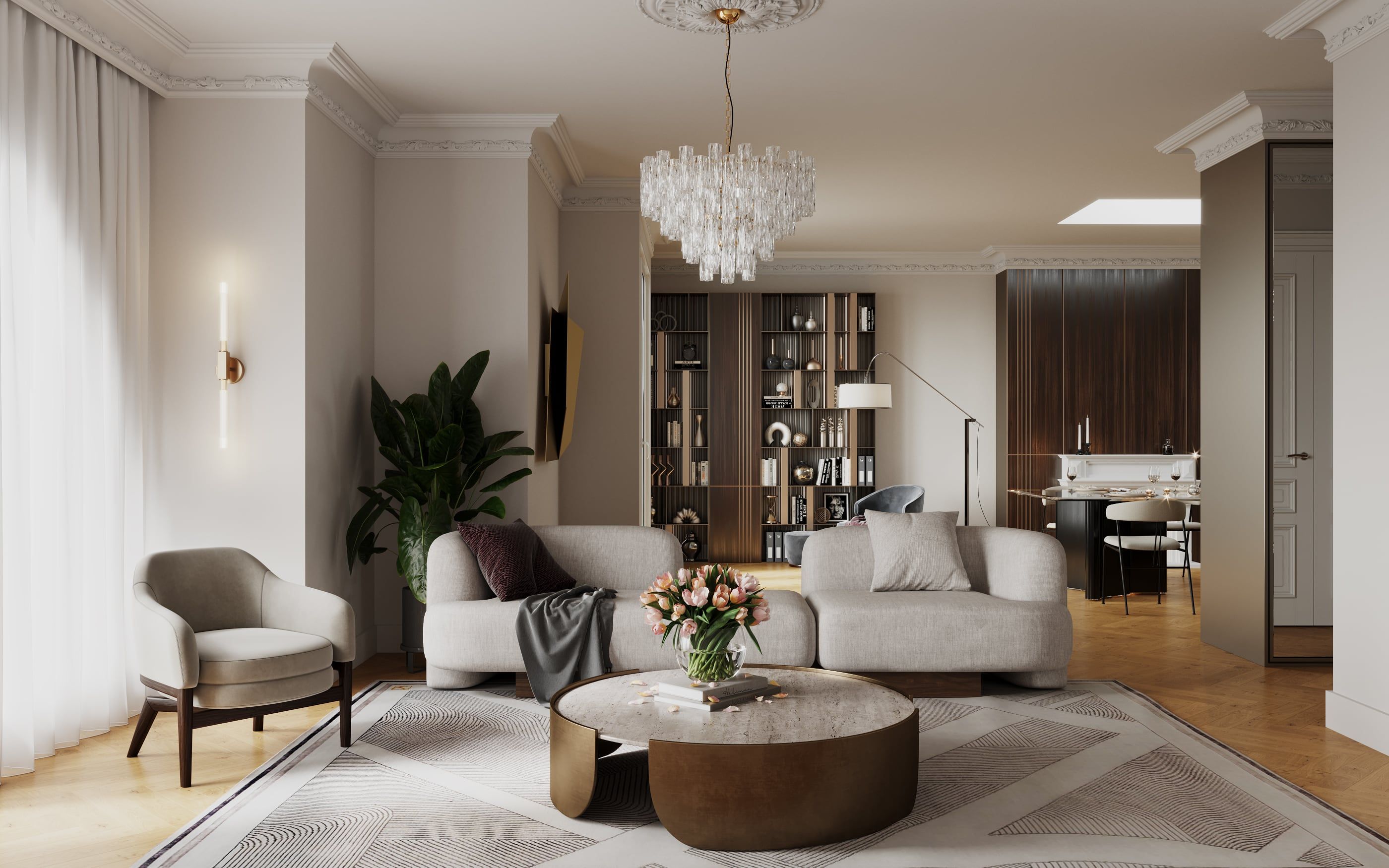 3D Interior Visualization of renovation of living room in old building apartment, Hamburg Germany 3D Interior Visualization of renovation of living room in old building apartment, Hamburg Germany
