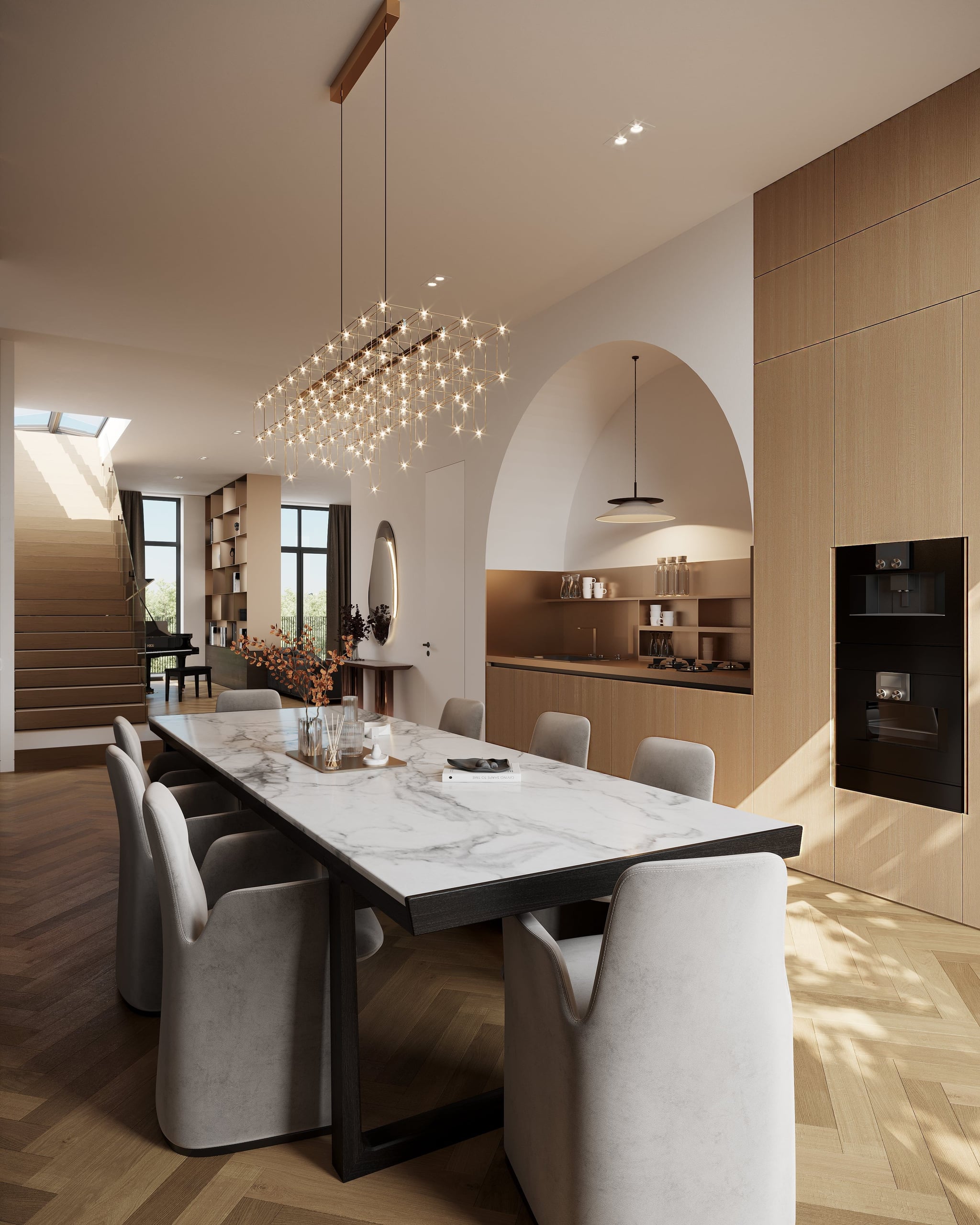3D Interior Visualization of luxury interior in renovated and refurbished multifamily house in Cottbus Germany