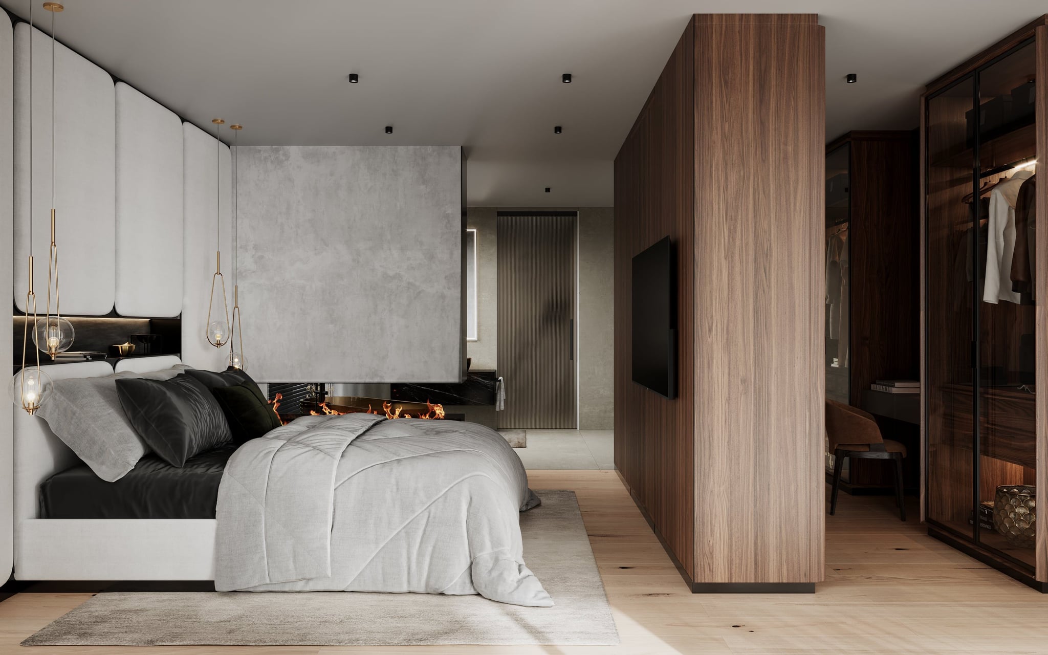 3D Interior Visualization of Bedroom wit walking closet in one family house Berlin, Germnay 3D Interior Visualization of Bedroom wit walking closet in one family house Berlin, Germnay
