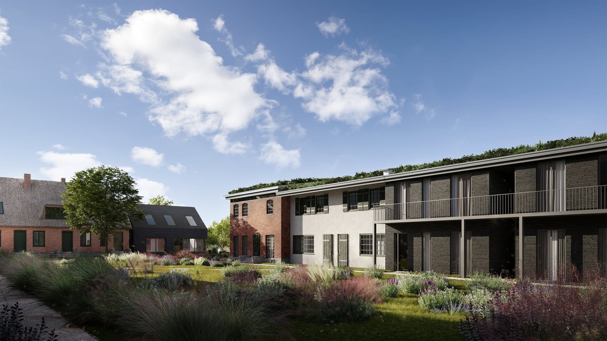 3D Architectural Visualization of renovated complex with Eco Apartments and local cafe in Rügen, Germany 3D Architectural Visualization of renovated complex with Eco Apartments and local cafe in Rügen, Germany