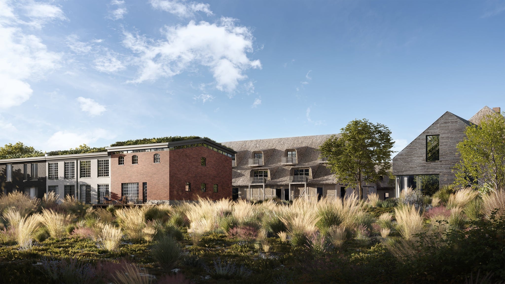 3D Exterior Visualization of refurbished complex with Eco Apartments and common area in Rügen, Germany 3D Exterior Visualization of refurbished complex with Eco Apartments and common area in Rügen, Germany