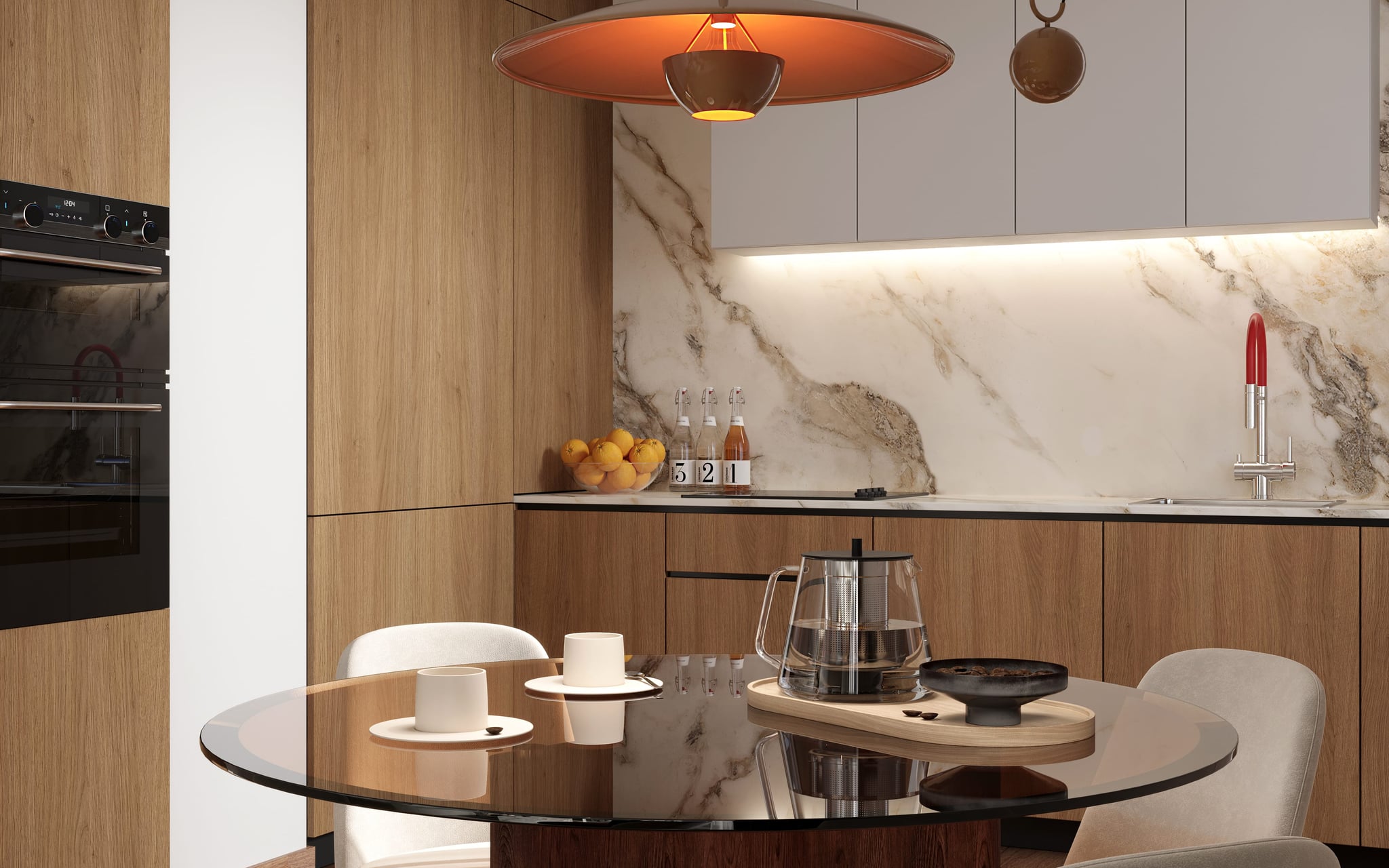 Luxuriöses Loft-Schlafzimmer mit modernen Möbeln und einem klaren Blick auf den Außenbereich. Luxuriöses Loft-Schlafzimmer mit modernen Möbeln und einem klaren Blick auf den Außenbereich.