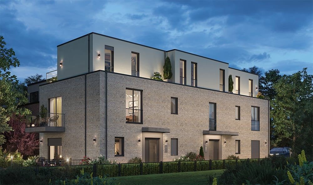 3D Außenvisualisierung Mehrfamilienhaus mit Hof Berlin