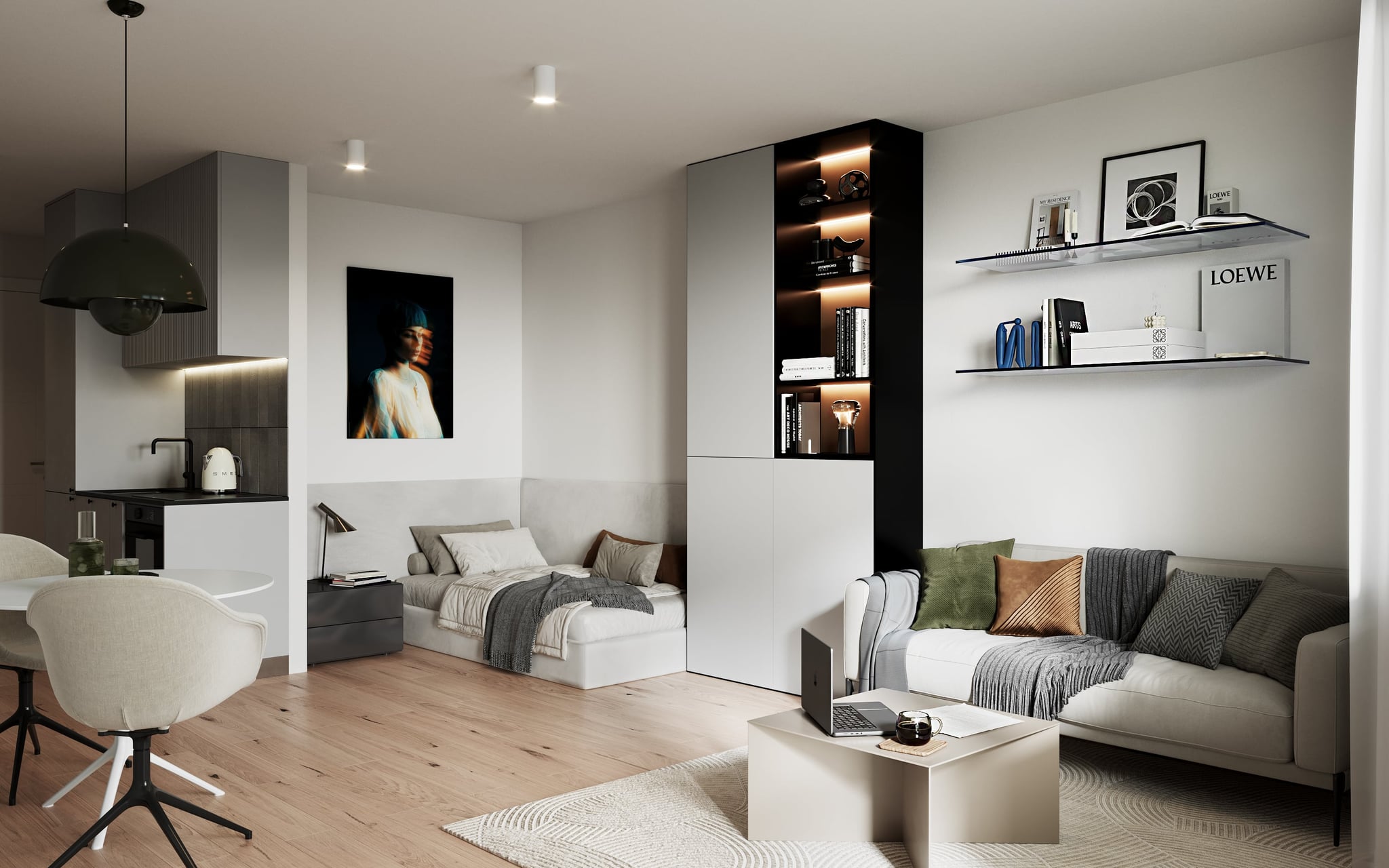 3D Interior Visualization of living space for student in Stuttgart Germany 3D Interior Visualization of living space for student in Stuttgart Germany