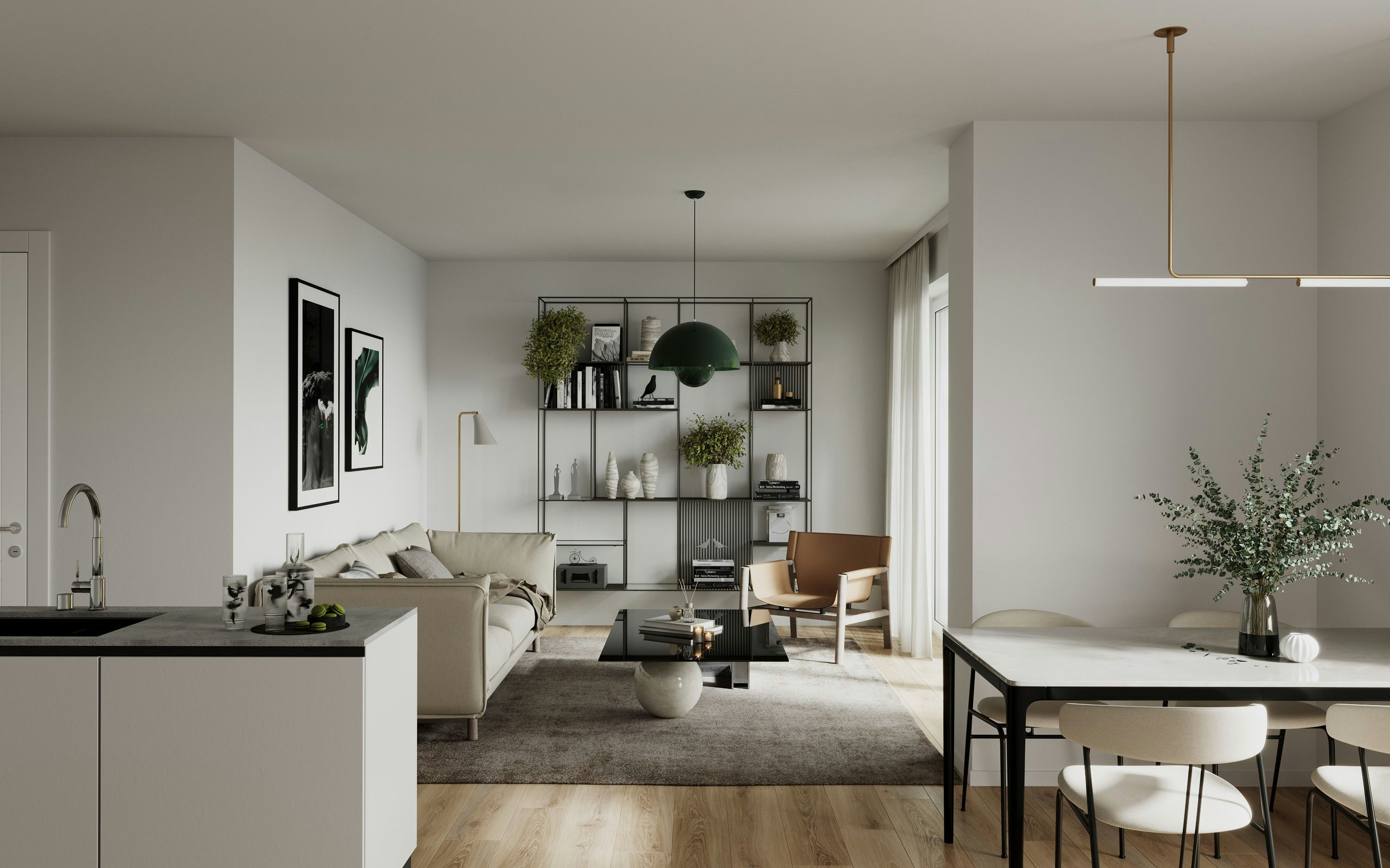 3D Interior Visualization living room in apartment in Hamburg in Germany