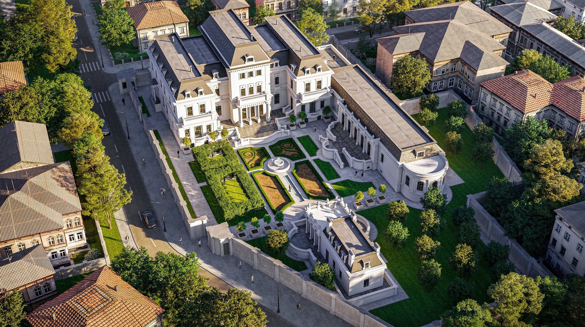 3D Architektur Außenvisualisierung des Privatanwesens mit Gästehaus in Potsdam, Deutschland 3D Architektur Außenvisualisierung des Privatanwesens mit Gästehaus in Potsdam, Deutschland