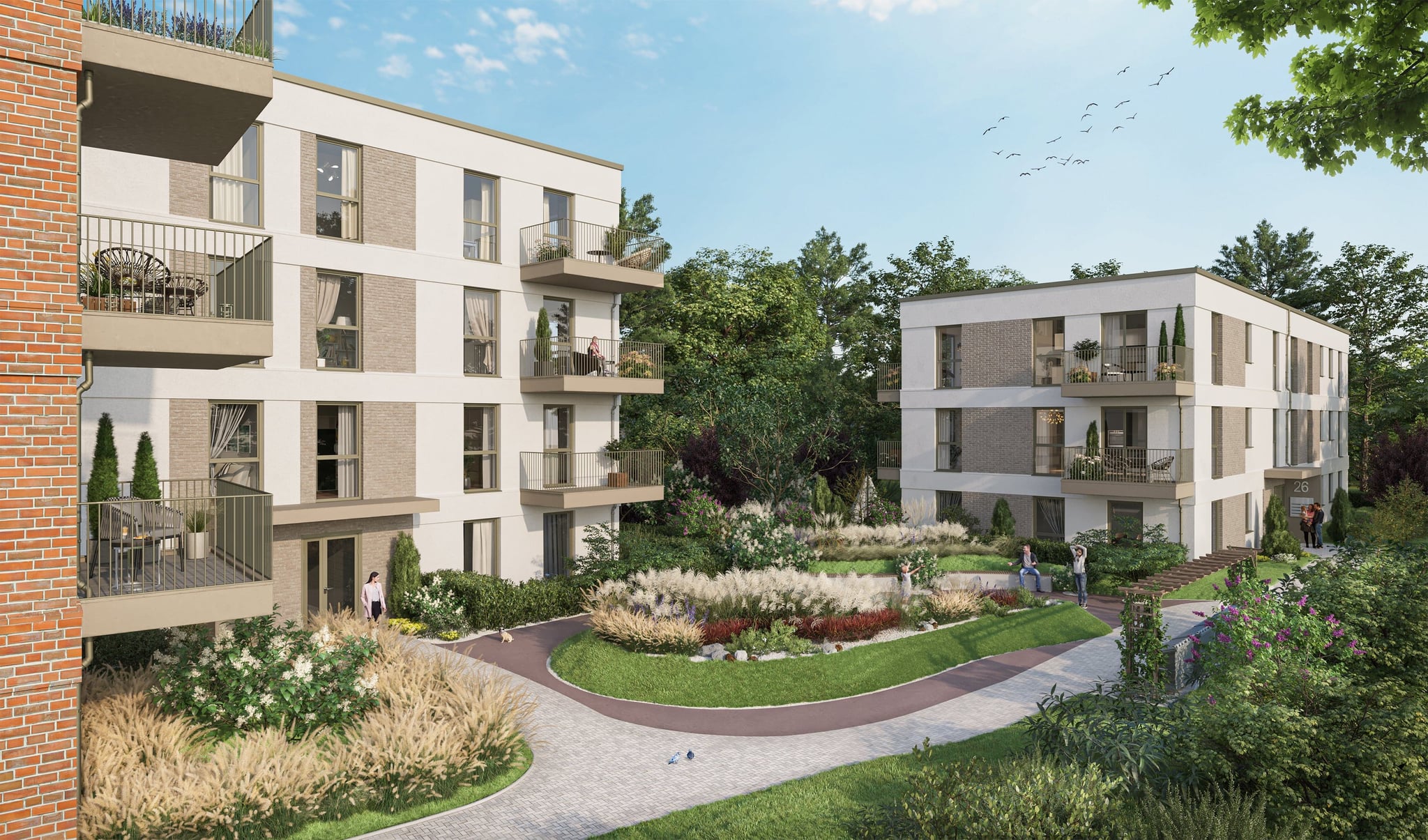 3D Visualisierung des Gartens und Hinterhofs von Mehrfamilienhäusern in der Osdorfer Landstraße Hamburg Deutschland 3D Visualisierung des Gartens und Hinterhofs von Mehrfamilienhäusern in der Osdorfer Landstraße Hamburg Deutschland