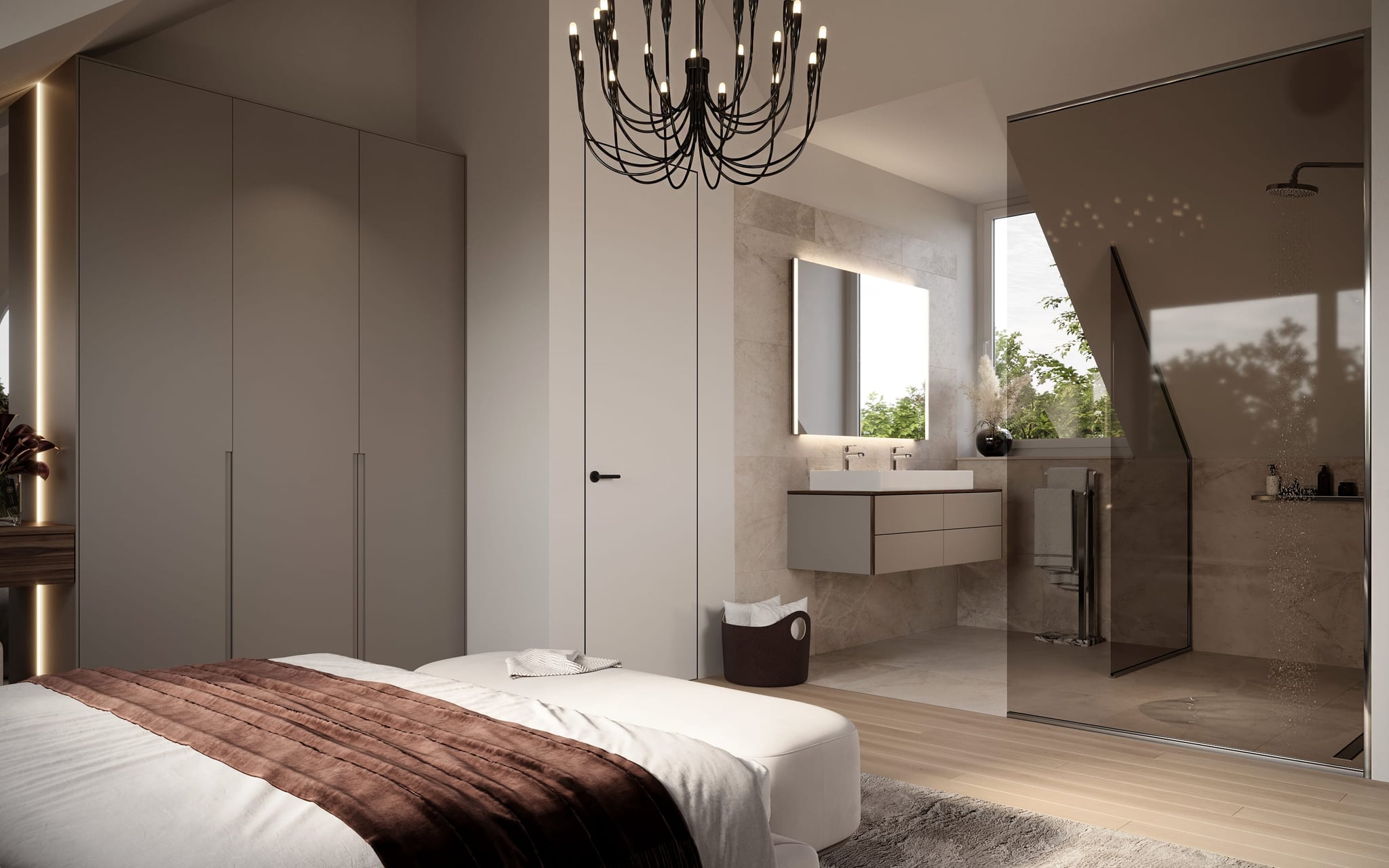 Bathroom visualization with high-quality materials and modern design in the Pembaursrasse project. Bathroom visualization with high-quality materials and modern design in the Pembaursrasse project.