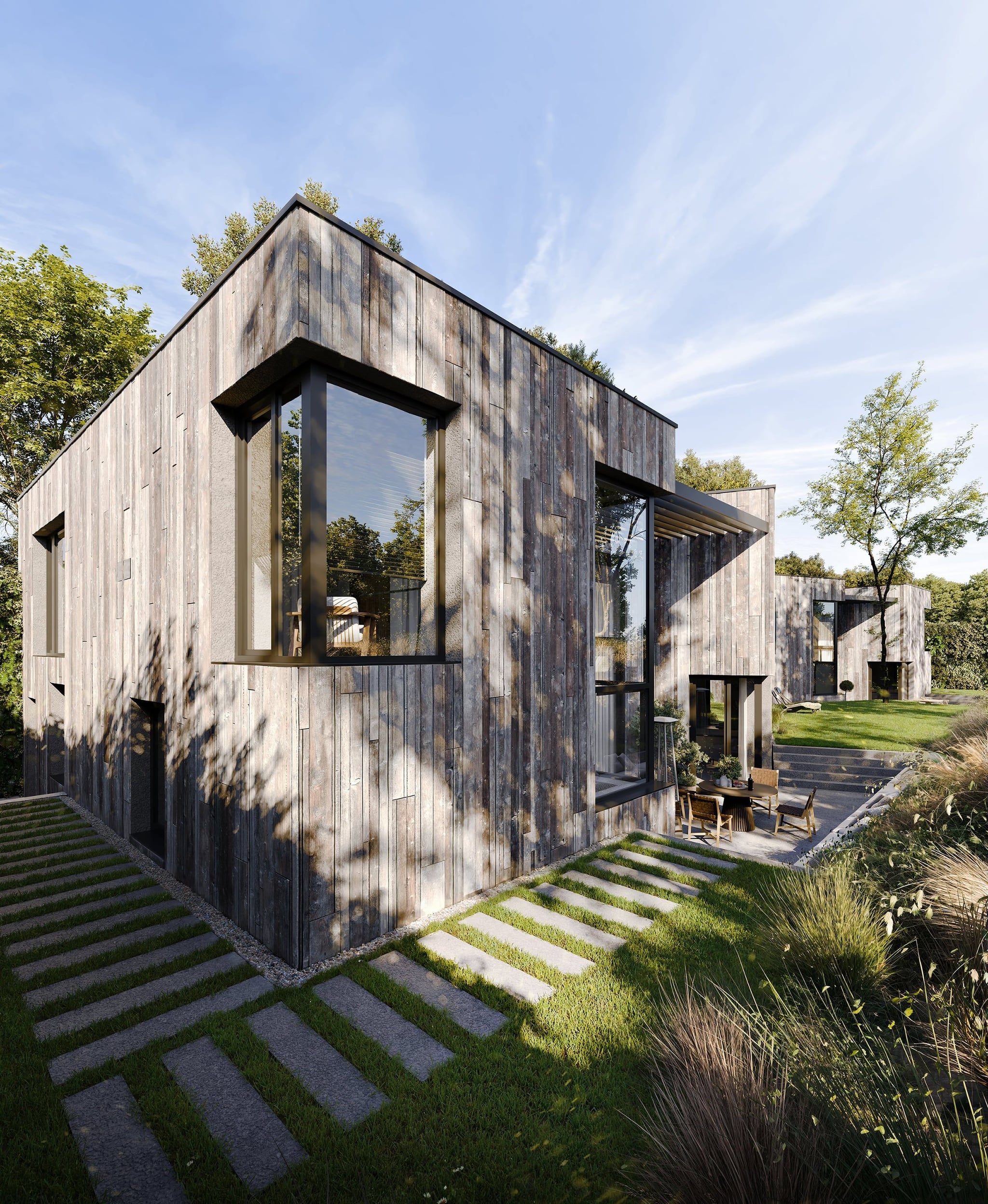 3D Architectural Exterior Visualization of luxury house with terrace in nature Berlin, Germany 3D Architectural Exterior Visualization of luxury house with terrace in nature Berlin, Germany