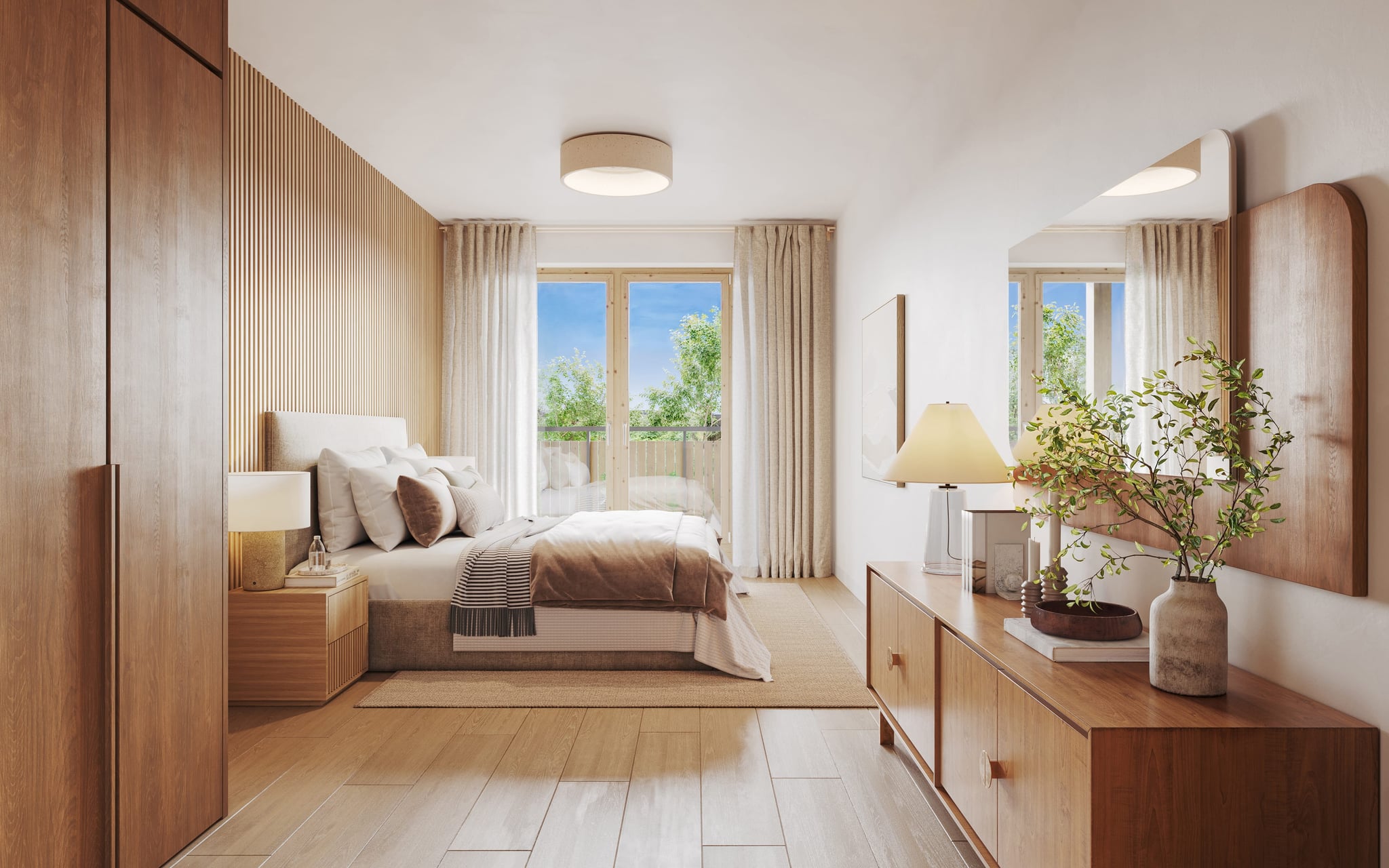 Schlafzimmer mit Holzeinbauten und Tageslicht im Zenznhof Schlafzimmer mit Holzeinbauten und Tageslicht im Zenznhof