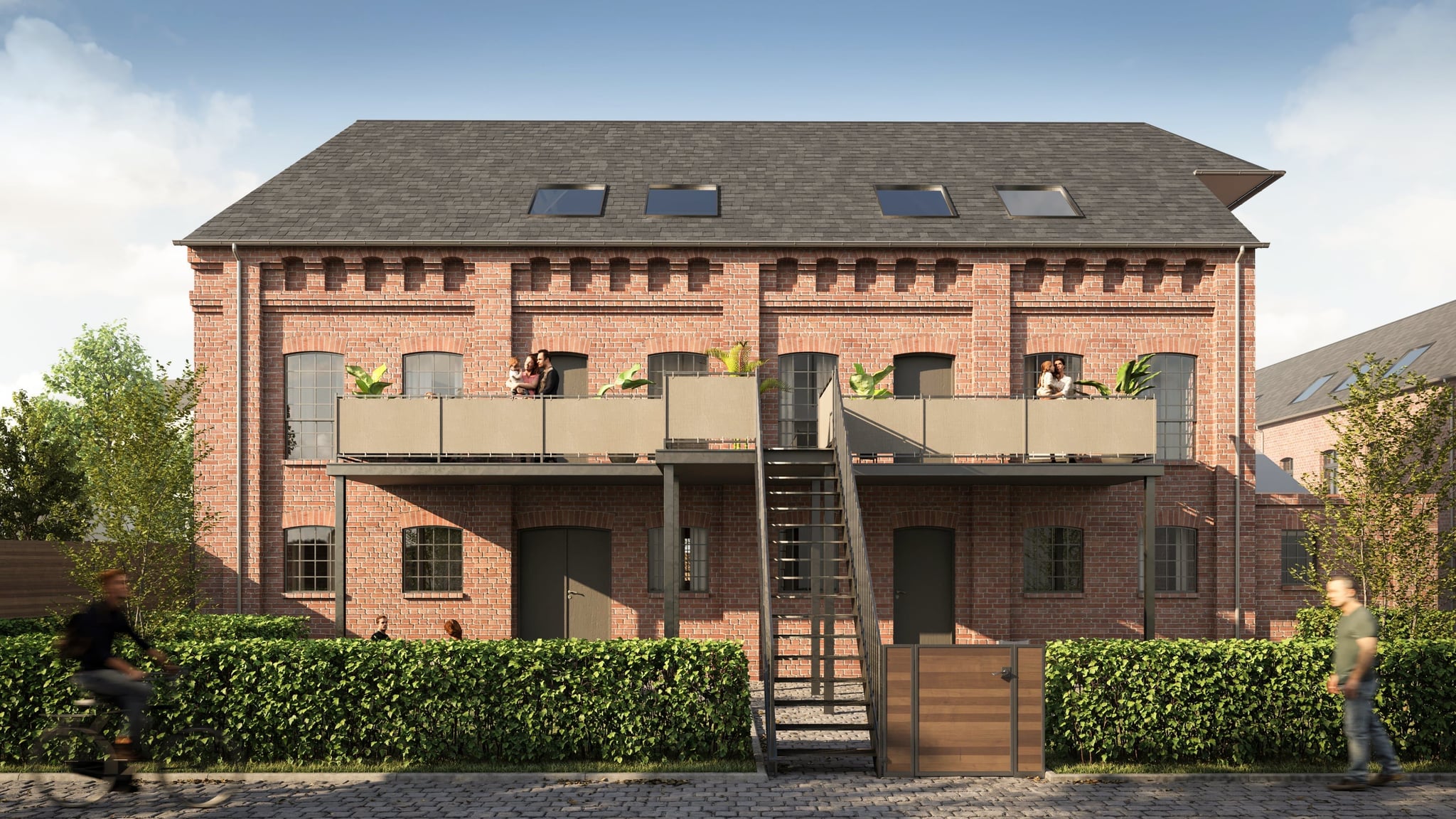 3D Exterior visualization of multifamily renovated historical property 3D Exterior visualization of multifamily renovated historical property