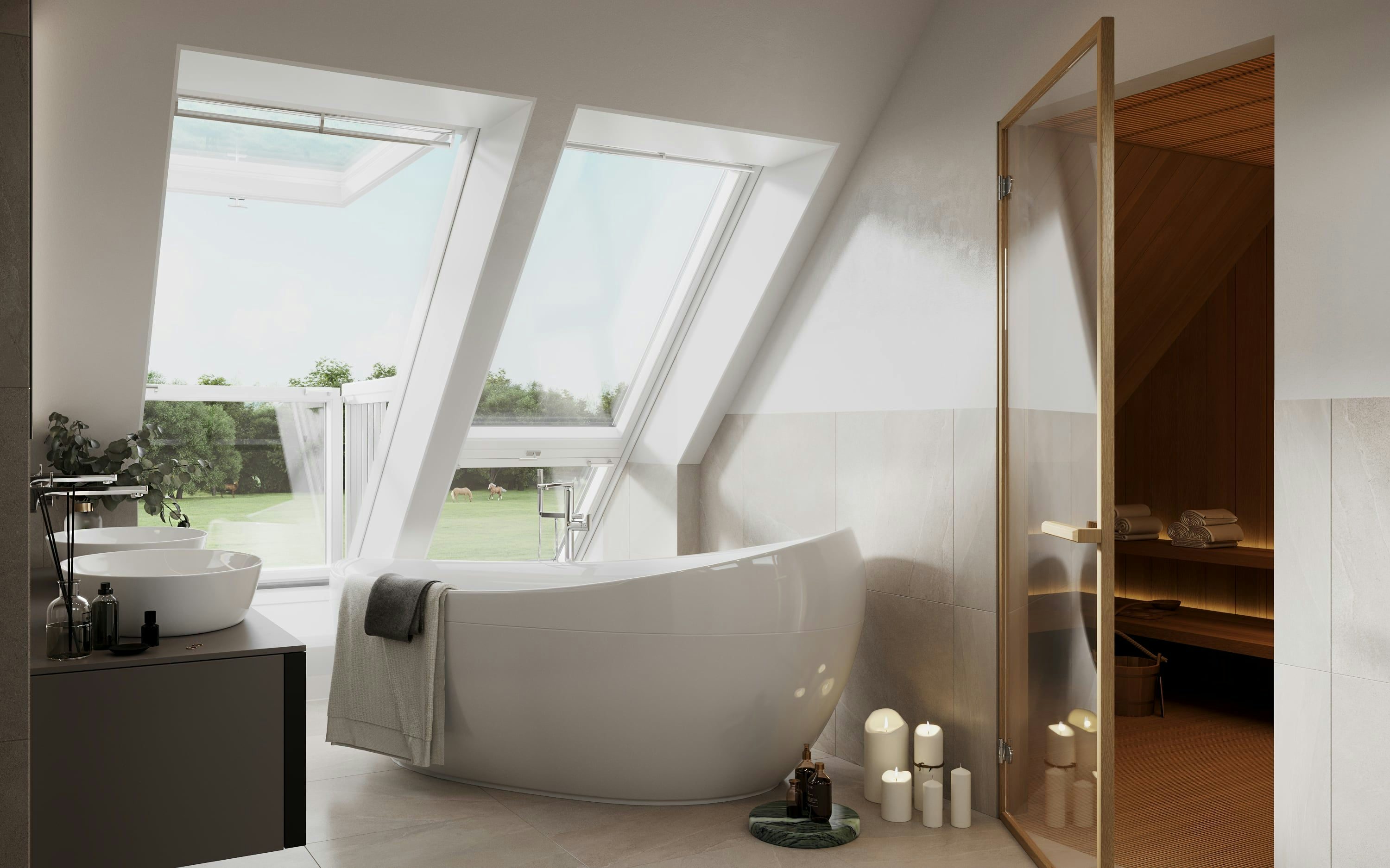 3D interior visualization of bathroom with sauna in Hamburg Germany