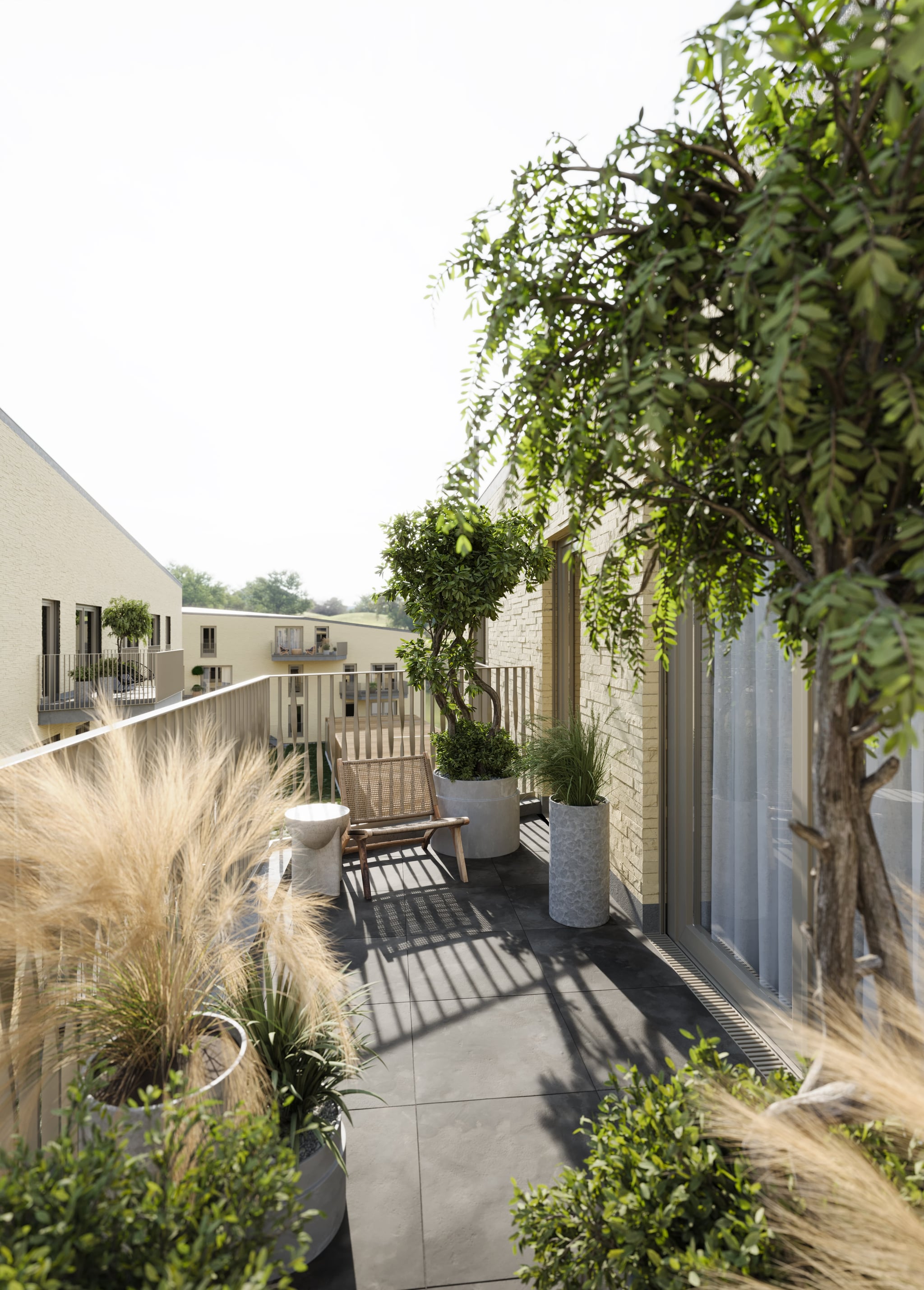 3D Exterior Visualization balcony in apartment building Ratingen Germany 3D Exterior Visualization balcony in apartment building Ratingen Germany