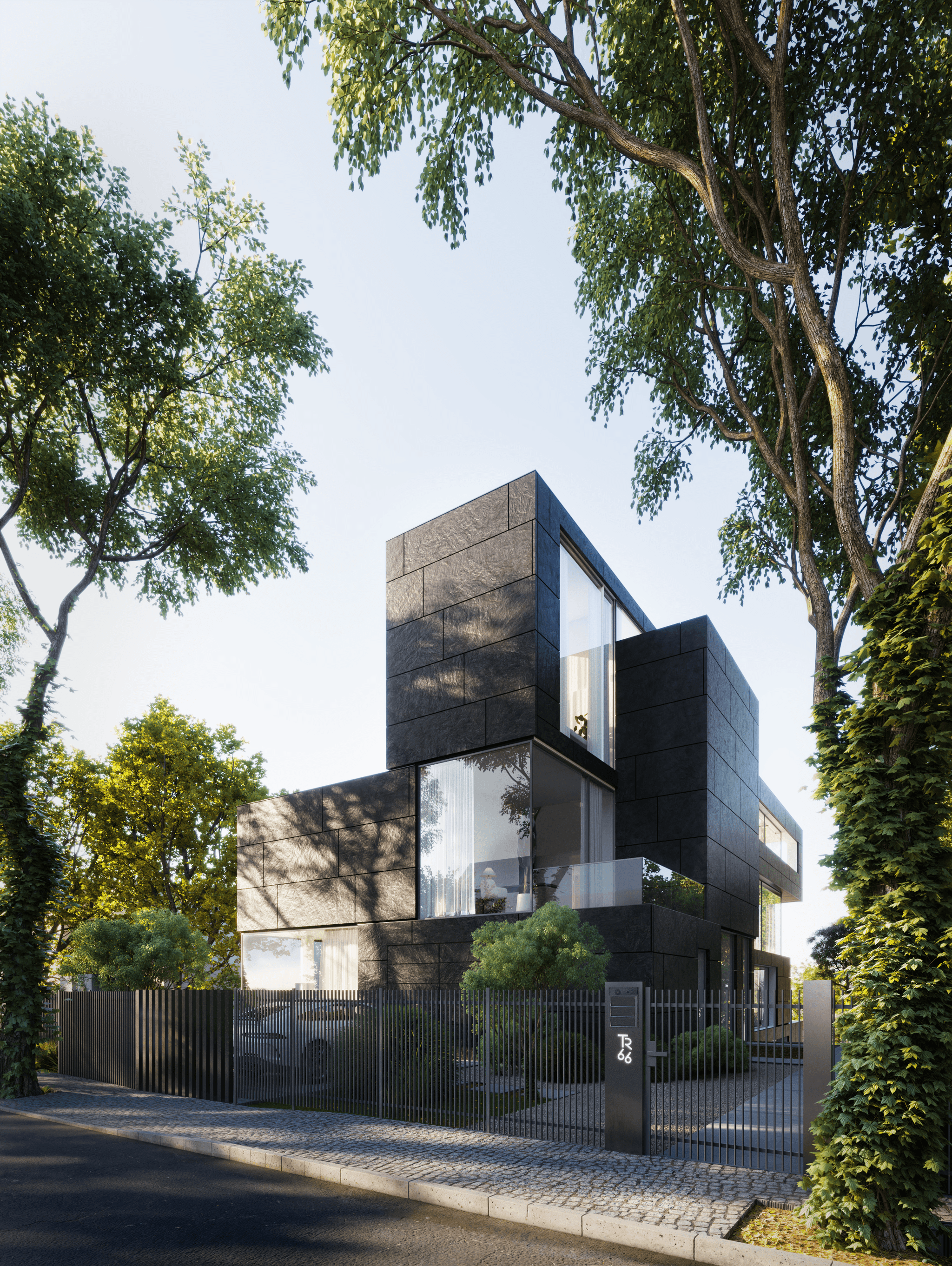 Moderne Architektur des Trabener-Projekts in Berlin, umgeben von grünen Landschaften und Bäumen. Moderne Architektur des Trabener-Projekts in Berlin, umgeben von grünen Landschaften und Bäumen.