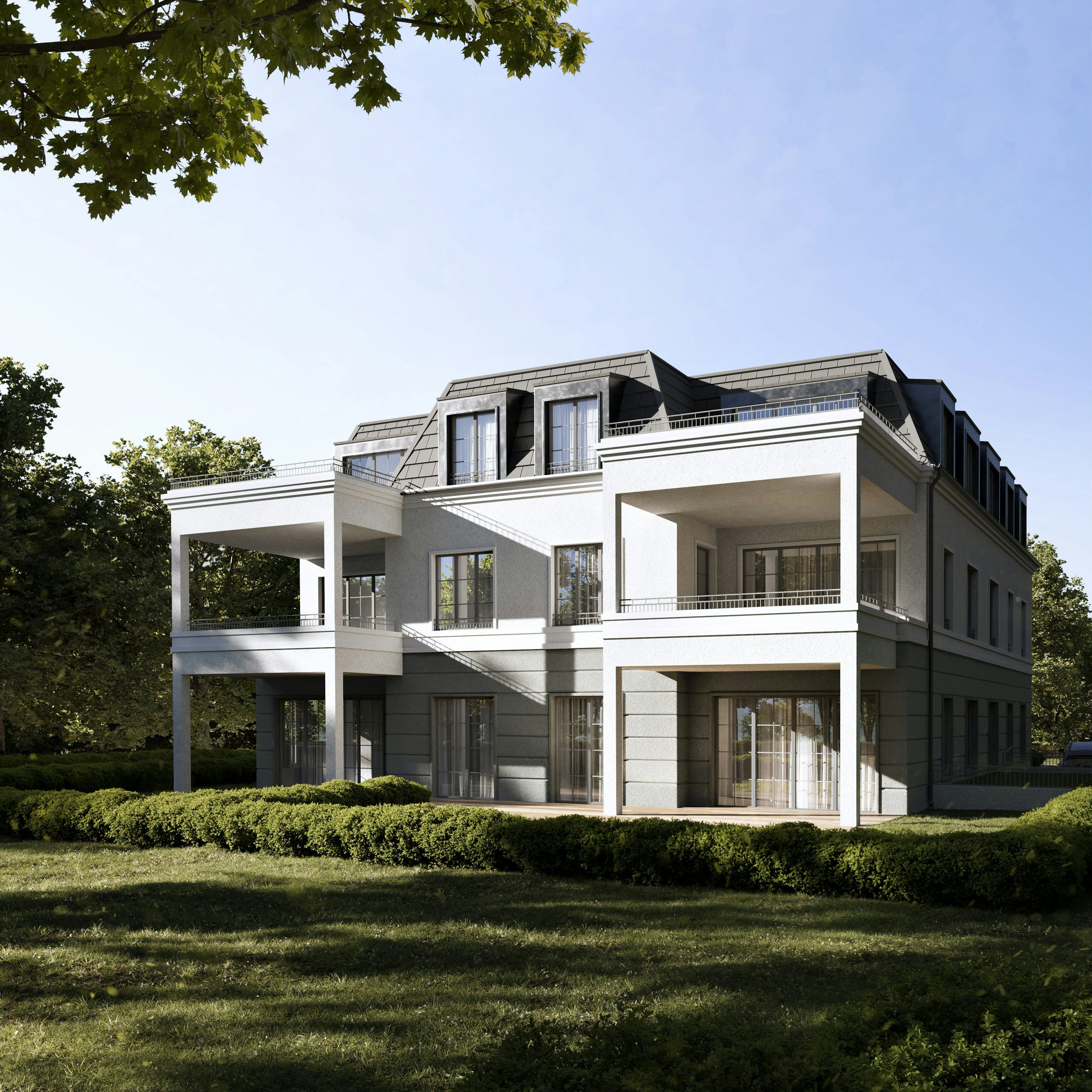 3D Außen Visualisierung Mehrfamilienhaus Munich Deutschland