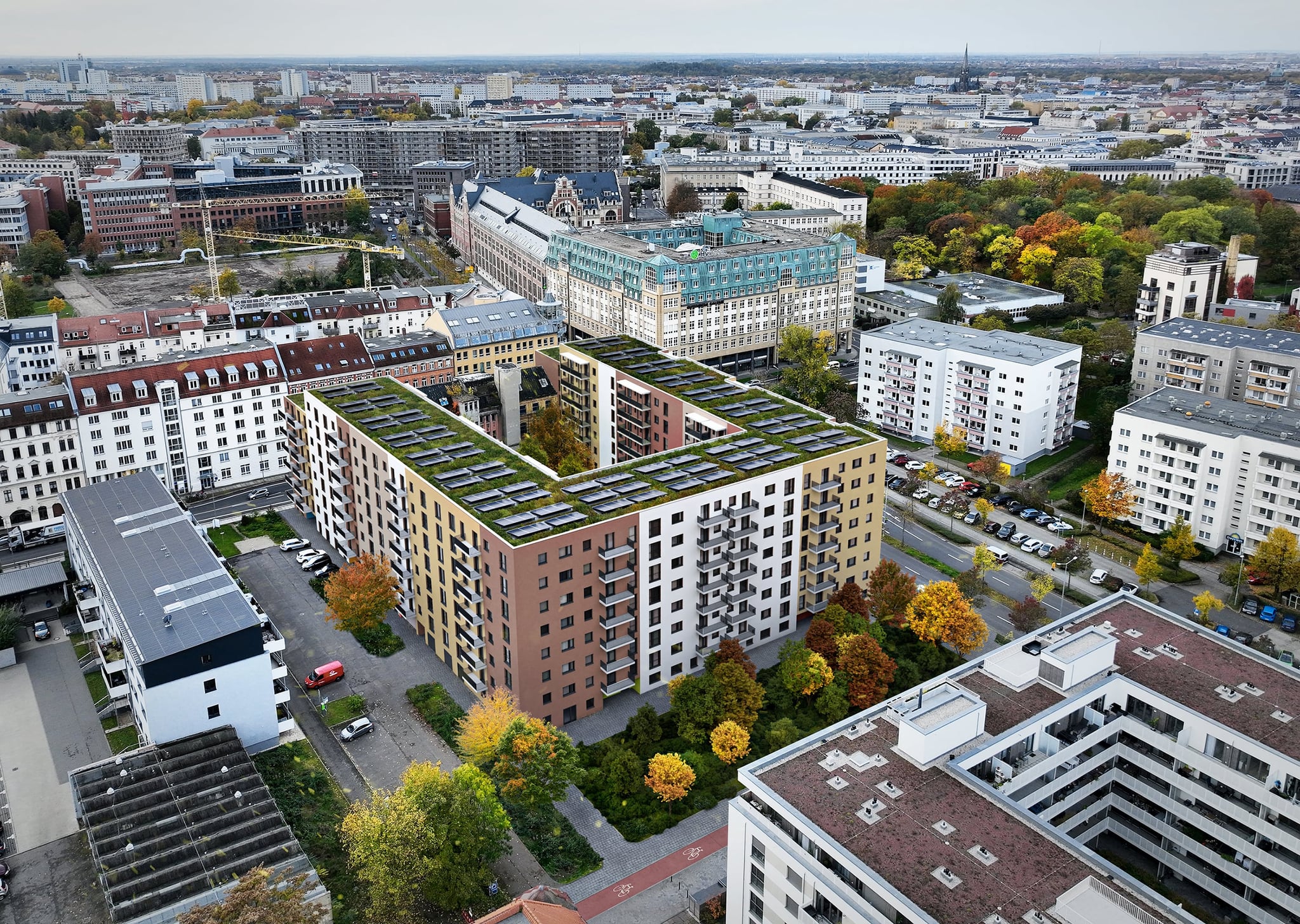 3D Architekturvisualisierung des Mehrfamilienhauskomplex mit Hinterhof in Leipzig, Deutschland 3D Architekturvisualisierung des Mehrfamilienhauskomplex mit Hinterhof in Leipzig, Deutschland